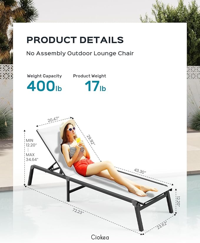 Aluminum Chaise Lounge Ourdoor - Image 2