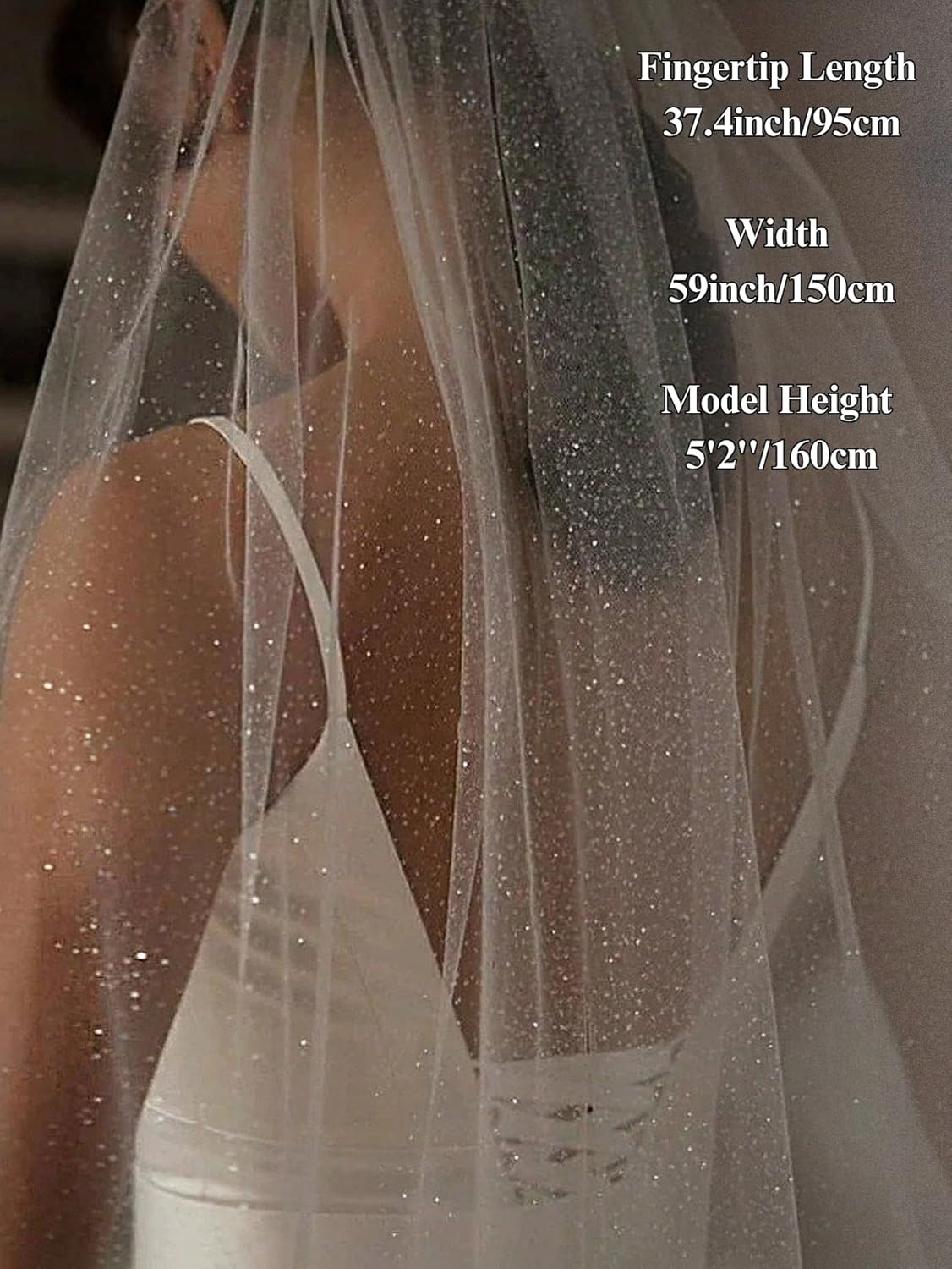 Short Glitter Wedding Bridal Veil with Metal Comb for Bride