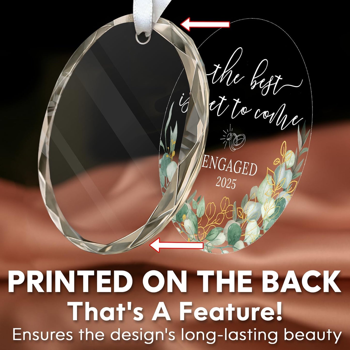 HEXMOZ Engagement Gifts for Couples - Engagement Gift for Newly Engaged Couples, Women, Fiance, Her - Bride to Be Gifts, First Christmas Just Engaged Glass Ornament 2025 - Party Decorations