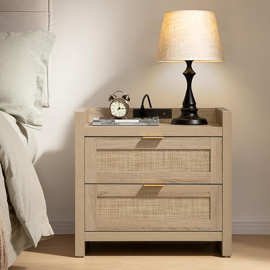 SICOTAS Rattan Nightstand Bedside Table by SICOTAS
