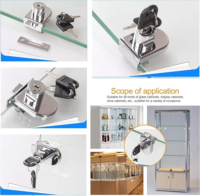2Pcs Glass Cabinet Lock with Keys, Display Case Lock - Image 4