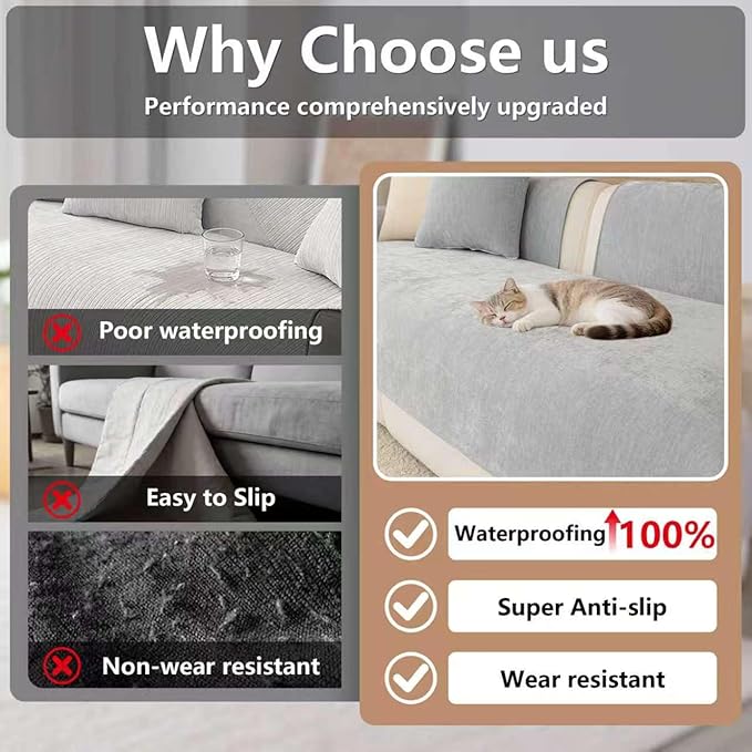 Premium Chenille Sofa Cushion Covers，Upgraded Anti-Slip Sectional Couch - Image 4