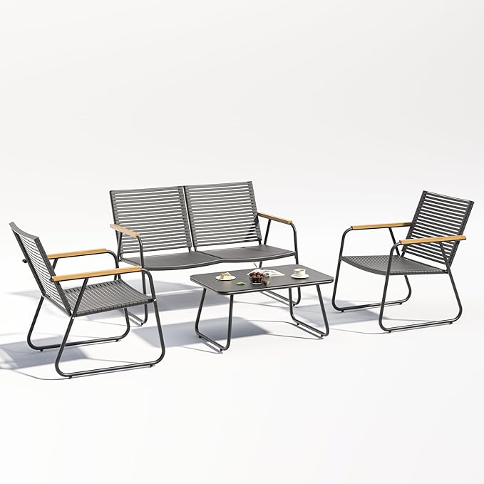 4-Piece Patio Furniture Set, Compact Outdoor Conversation Set - Image 3