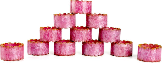Napkin Rings Set of 12 - Handmade Epoxy Resin Napkin Holders | Elegant Table Decor for Dining, Weddings & Parties | Durable & Stylish Farmhouse Napkin Rings (Pink Gold) - ALPHA Living HOME
