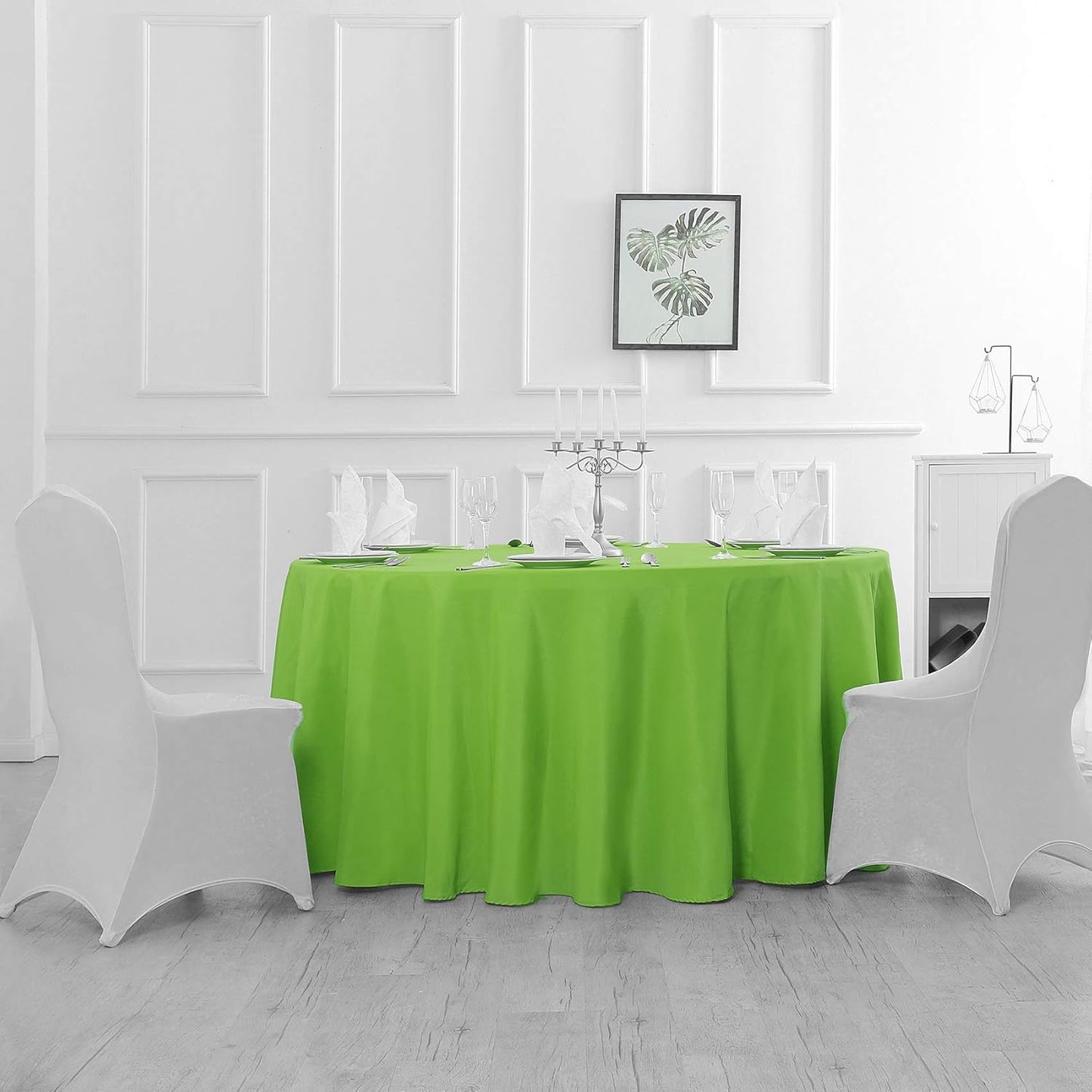 70 inch Round Tablecloth Washable Polyester Table Cloth Decorative Table Cover for Wedding Party Dining Banquet（70 inch,Apple Green）