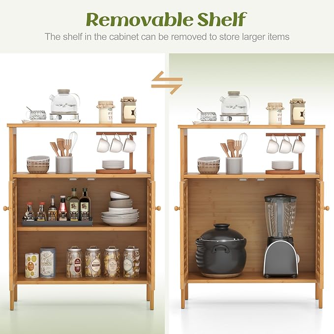 Tangkula Bamboo Floor Cabinet, Bathroom Storage Cabinet - Image 8