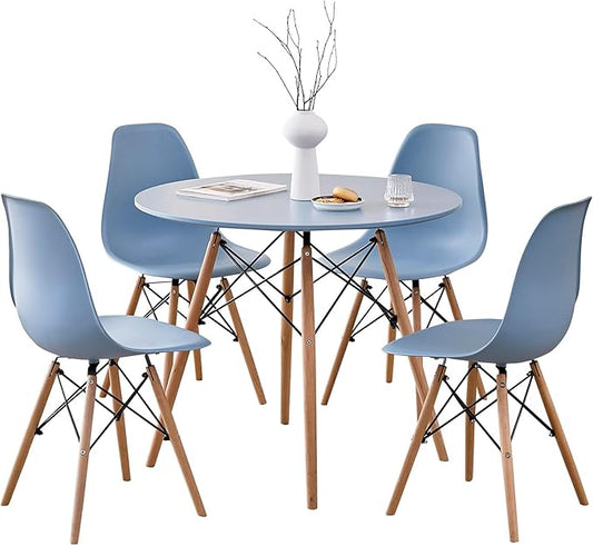 5-Piece Round Dining Table Set, Small 35.5" Kitchen Table Chairs Set of 4 Space by LECAFURHL