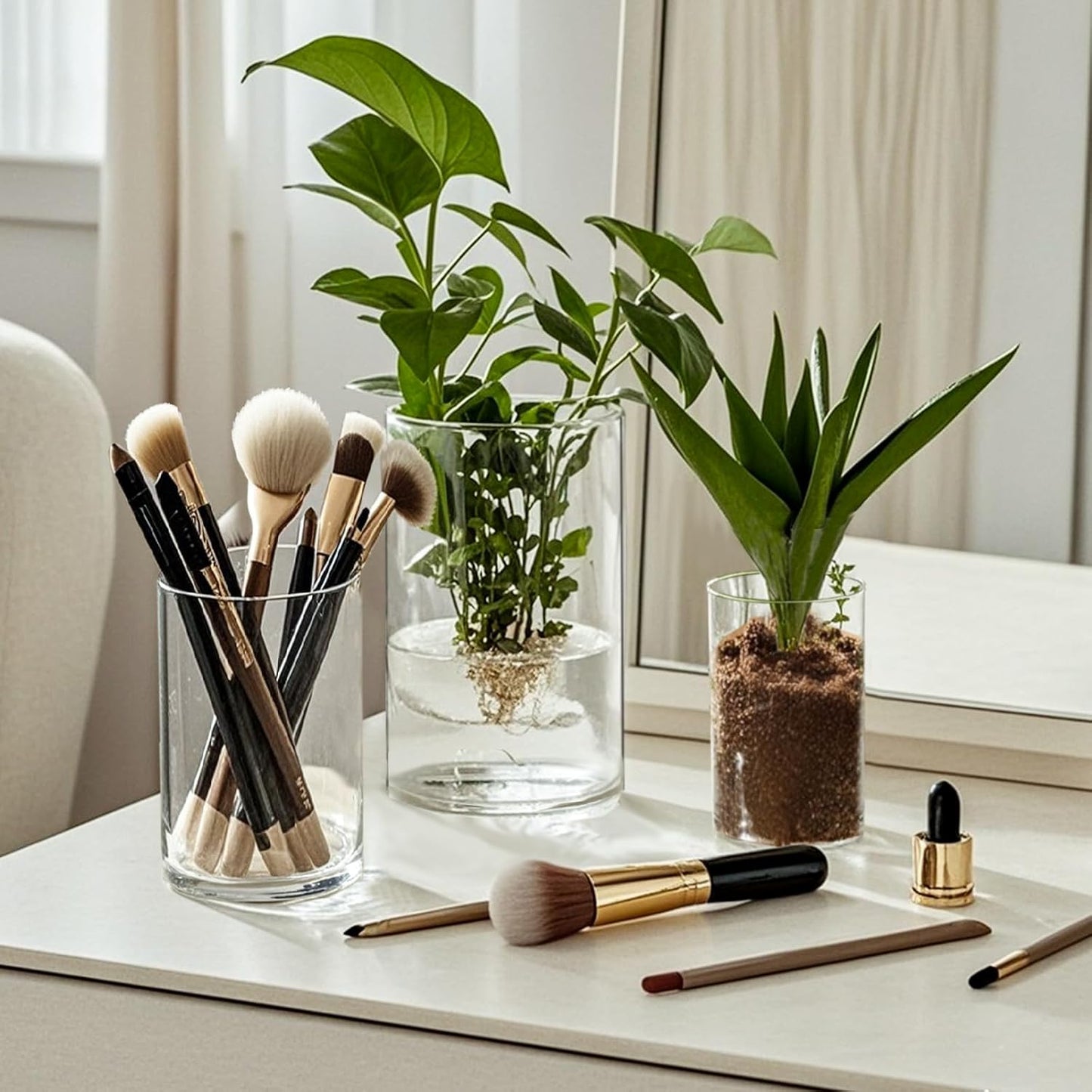 36pcs Glass Vase Cylinder for Centerpieces Small Flower Glass Clear Home Decor Centerpiece Table Flower Vase Decorations for Wedding＆Holiday 4,4.7,6Inch Tall