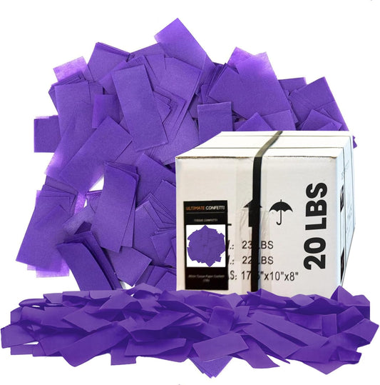 Ultimate Confetti, Purple Biodegradable Confetti - Rectangular Fluttering Tissue Paper Confetti for Cannon and Launcher use – Best for Gender Reveal, Parties, Concerts and Weddings - 20 lb, 320 oz