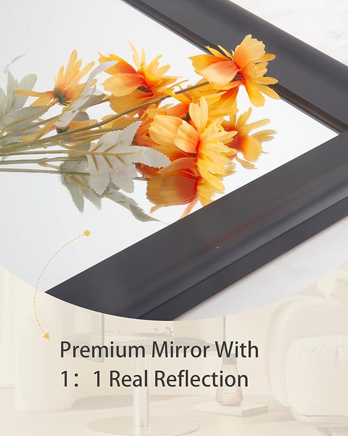 Black Wood Mirror for Bathroom, Rectangle Rustic 24 x 36 inch Vanity Mirror for - Image 7