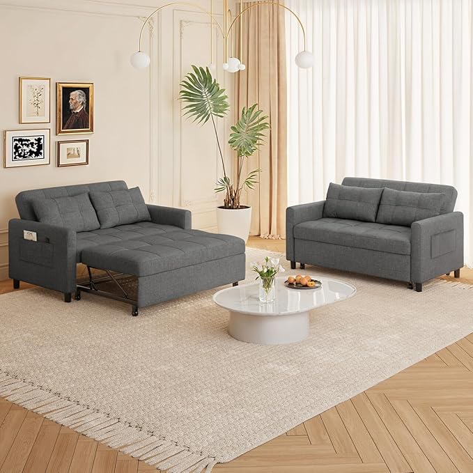 Gizoon 3-in-1 Convertible Loveseat Sleeper Couch Bed, 71.7" Extended Pull Out - Image 6