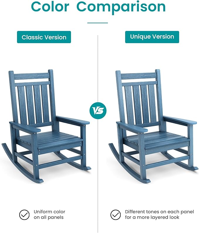 SERWALL Outdoor Rocking Chair Set of 2, HDPE Rocking Chair - Image 9
