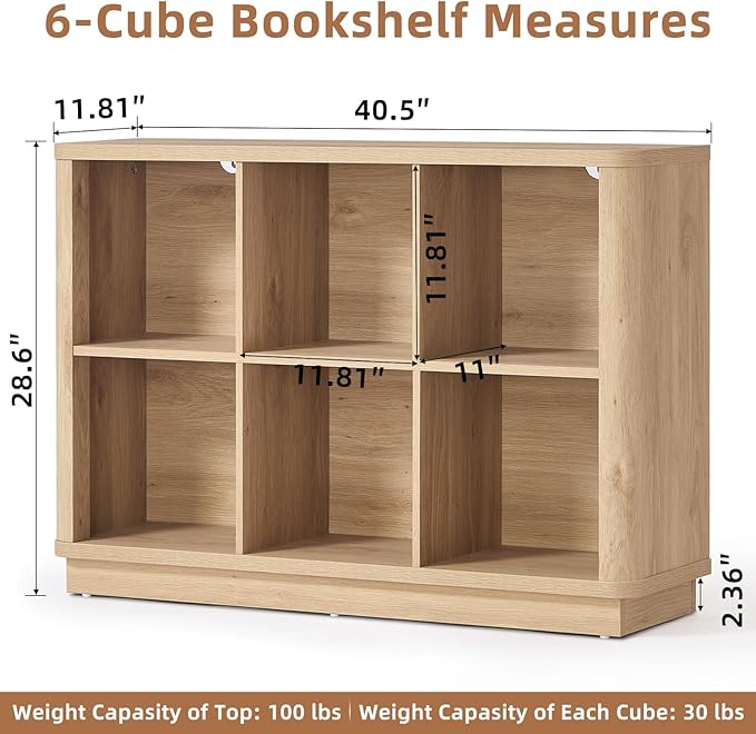 Joaxswe 6 Cube Storage Book Shelf, Floor Standing 2-Tier Wooden Bookshelf - Image 3