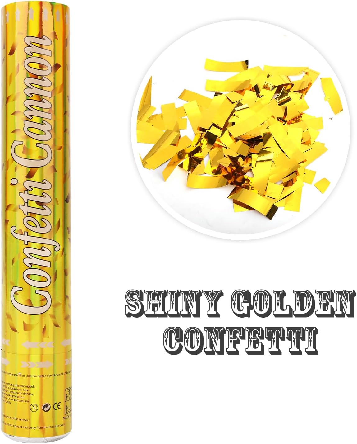 Confetti Poppers [5 Pack] 12 Inch Gold Confetti Cannons | Perfect for Graduation, New Year’s Eve, Weddings, Birthday Parties & All Celebrations | Gold Mylar Confetti for Festive Occasions