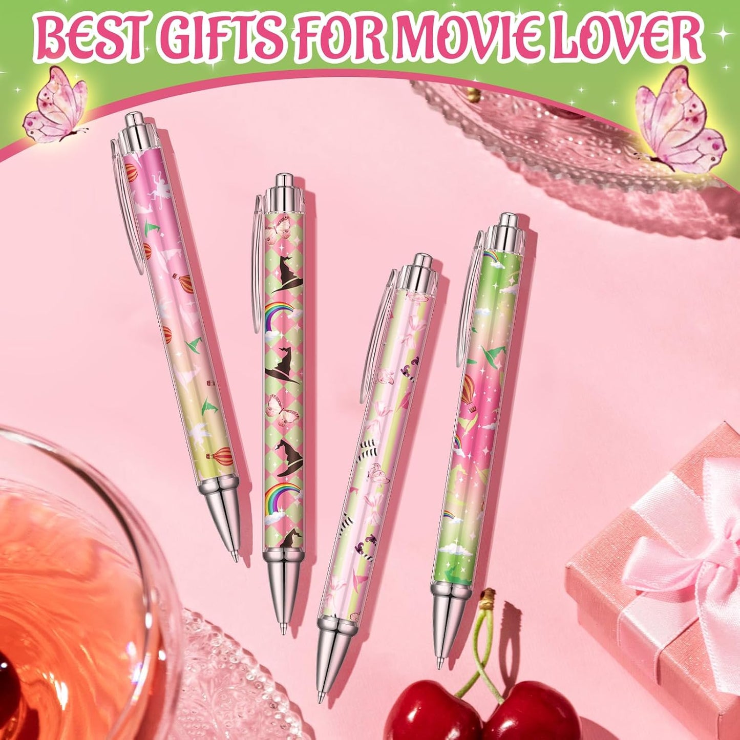 24 Pcs Witch Pens Bulk Novelty Witch Party Favors Funny Hot Air Balloon Gifts Halloween Ballpoint Pens Pickle Rainbow Party Gifts for Women Accessories Office Guests Giveaways Supply
