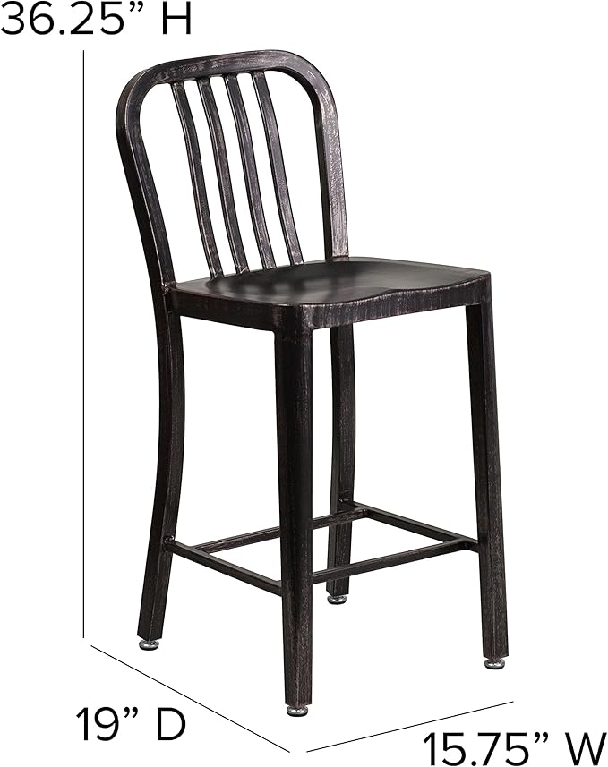 Flash Furniture Gael Commercial Grade 2 Pack 24" High Black-Antique Gold Metal - Image 3