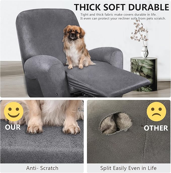ANARACHON Recliner Chair Covers Leather Like, 4 Pieces Recliner Cover - Image 2