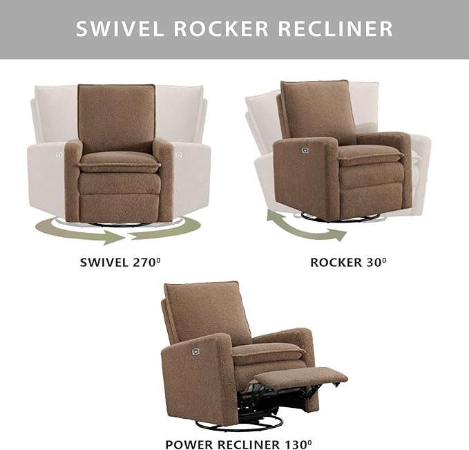 Oxford Baby Uptown Power Recliner/Glider, Teddy Brown - Image 6