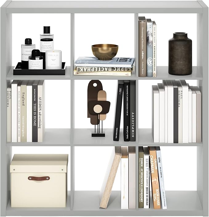 Furinno Cubicle Open Back Decorative Cube Storage Organizer, Light Grey - Image 9