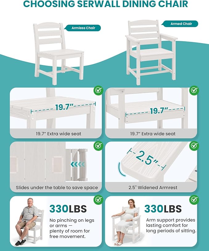 SERWALL Outdoor Dining Set for 8 – HDPE Patio Set - Image 8