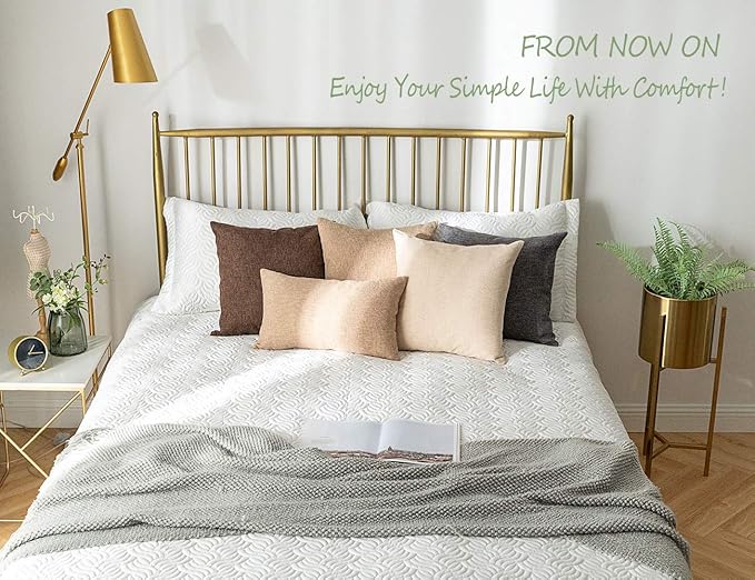 Stellhome Burlap Throw Pillow Covers Square Solid Decorative Farmhouse Linen - Image 7