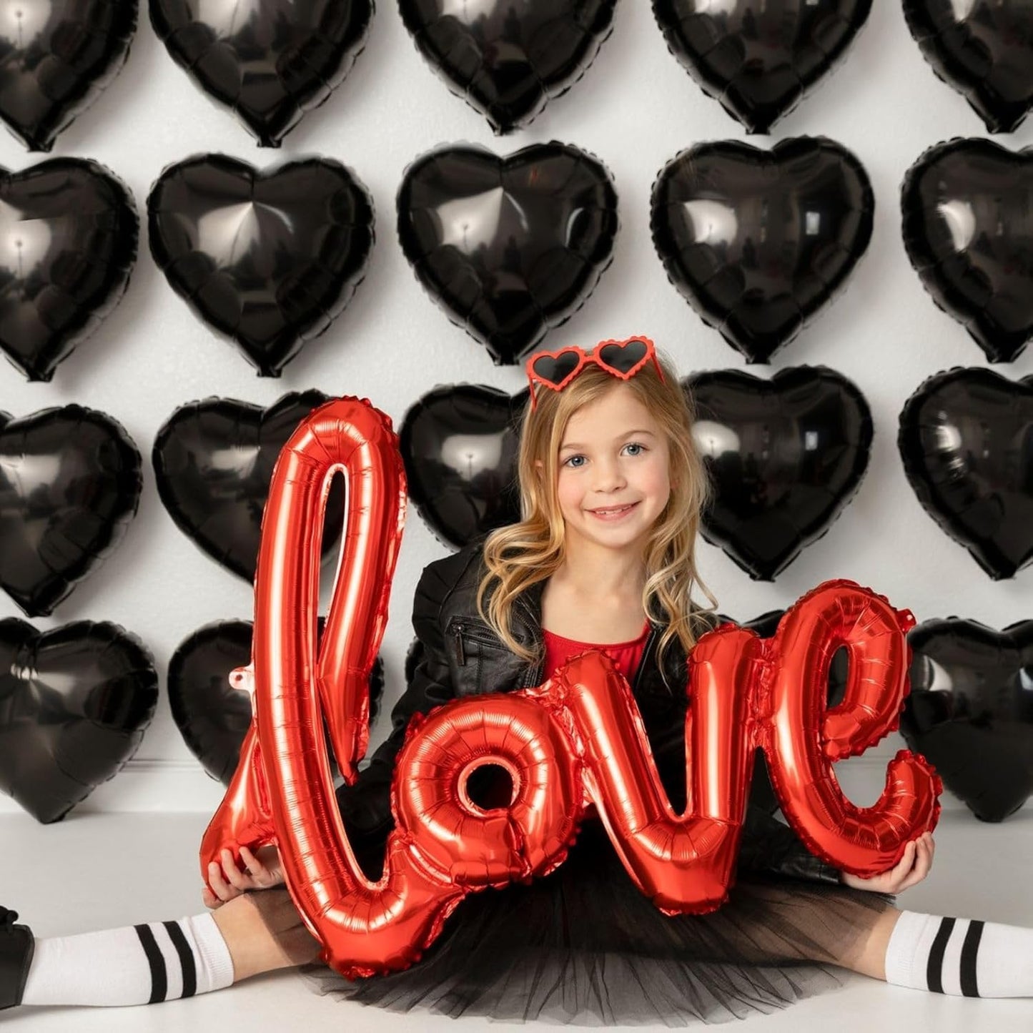 12 Pcs Heart Balloons, 18 inch Black Heart Shaped Balloons, Big Foil Helium Balloon, Love Foil Balloon for Wedding Baby Shower Anniversary Backdrop Valentine Party Decorations