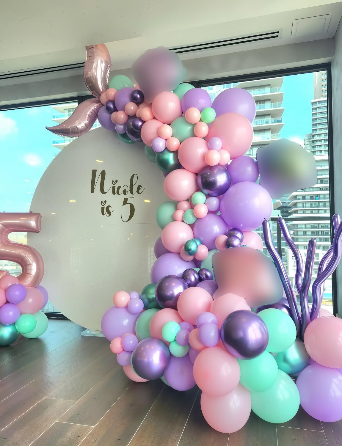 Mermaid Balloons - 12Inch Purple Pink Green Blue Balloons Glitter Metallic Purple Green Balloon Light Teal Latex Balloon for Mermaid Birthday Baby Shower Under The Sea Party Decorations (50Pcs)