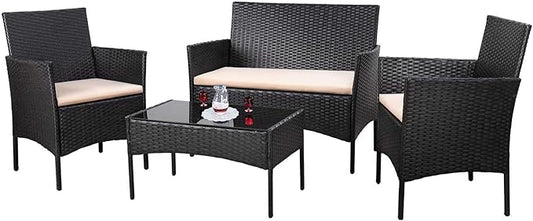 Homall 4 Pieces Outdoor Patio Furniture Sets Rattan Chair Wicker Set, Outdoor by Homall