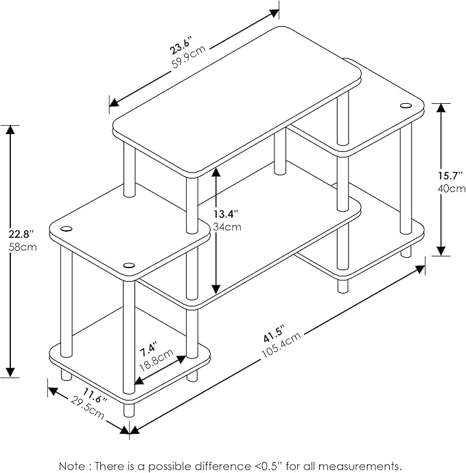 Furinno Turn-N-Tube No Tools Entertainment Center, Square corner, Dark Walnut - Image 3