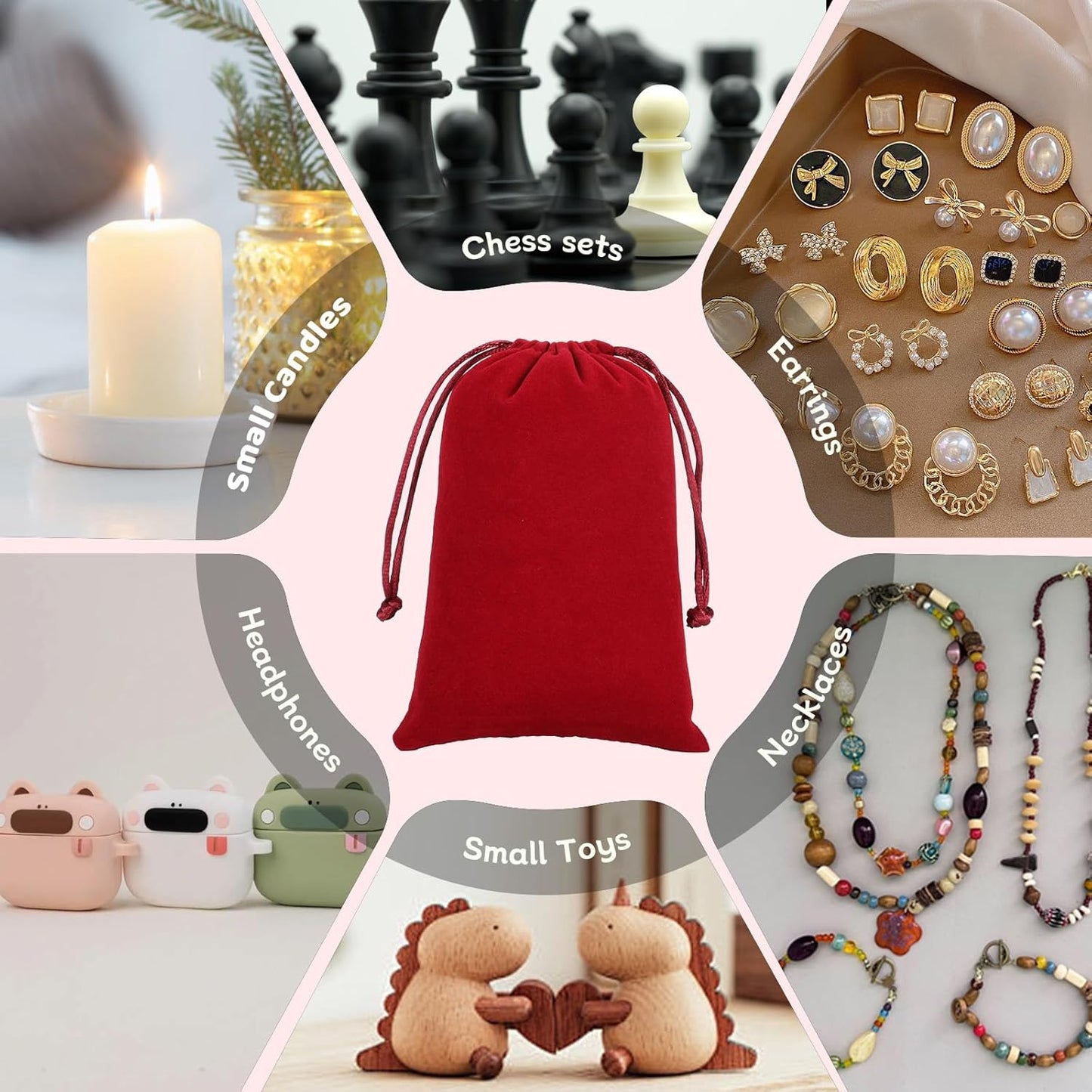 Velvet Drawstring Jewelry Bag, 50Pcs Wine Red Coin Pouch, 4x6 Tarot Card Holder For Wrapping Halloween Party Favors, Small Jewelry, Small Bussiness, Palm Crosses, Customers, For Church