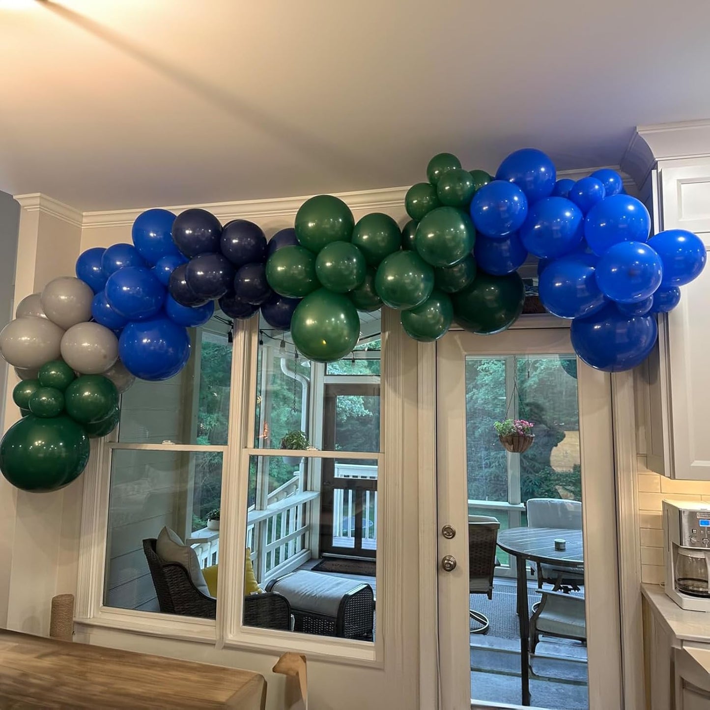 Balloons Green and Blue, 60Pcs 12 Inch Navy Blue Green White Latex Party Balloons for Kids Birthday, Jungle Safari Themed Party, Dinosaur Party Supplies, Baby Shower, Wedding, Anniversary