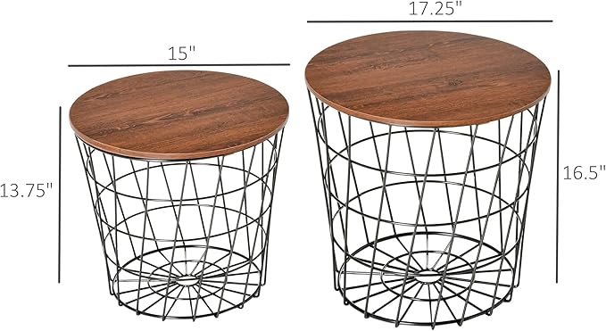 HOMCOM End Tables Set of 2, Nesting Tables - Image 3