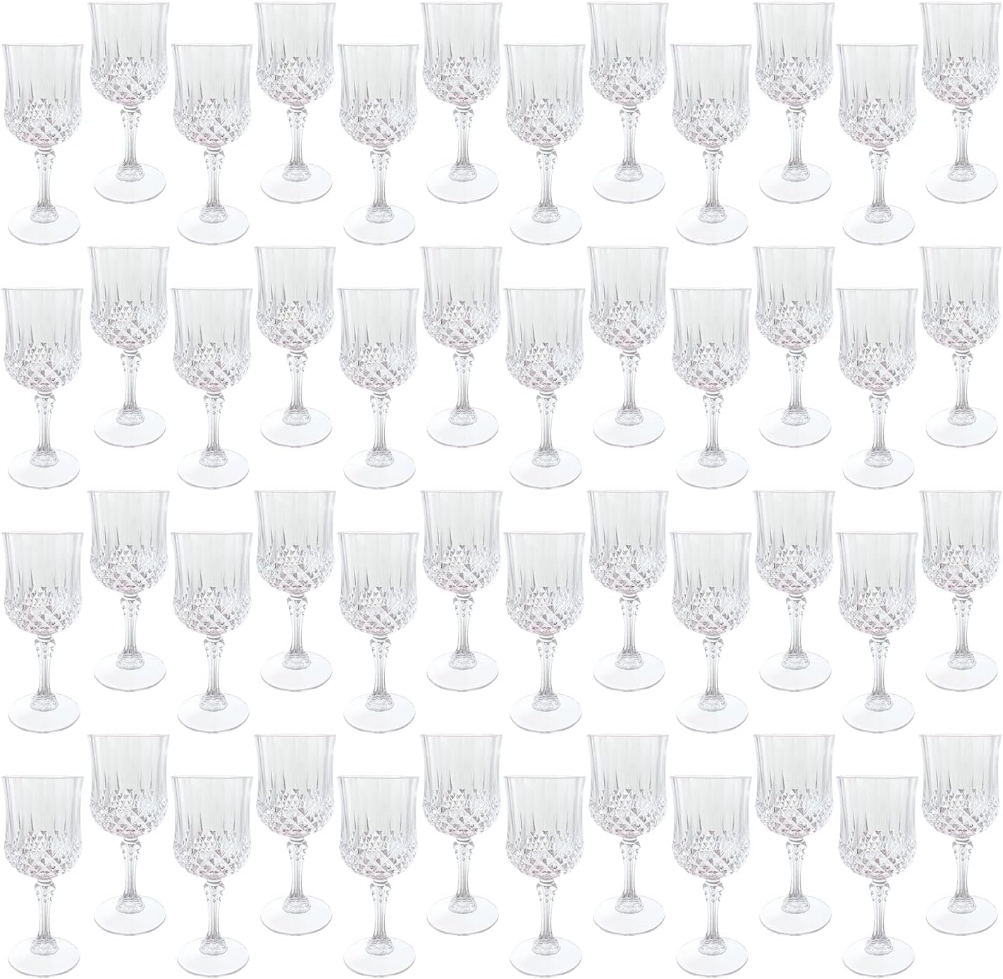 Plastic Wine Glasses，Plastic Goblets Vintage Style Cordial Drinking Glasses for Wedding Reception, Grand Event Party Supplies (100, transparent)