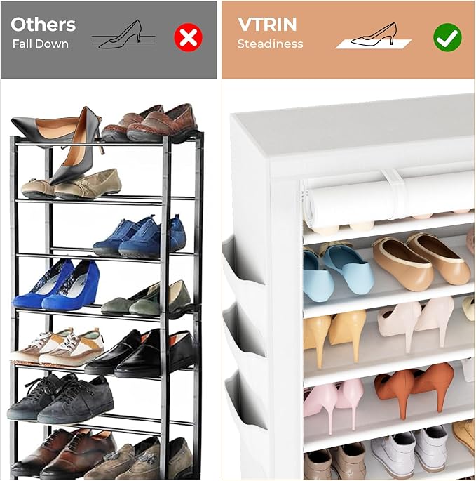 VTRIN Vertical Narrow Shoe Rack Organizer Tall Shoe Rack - Image 6