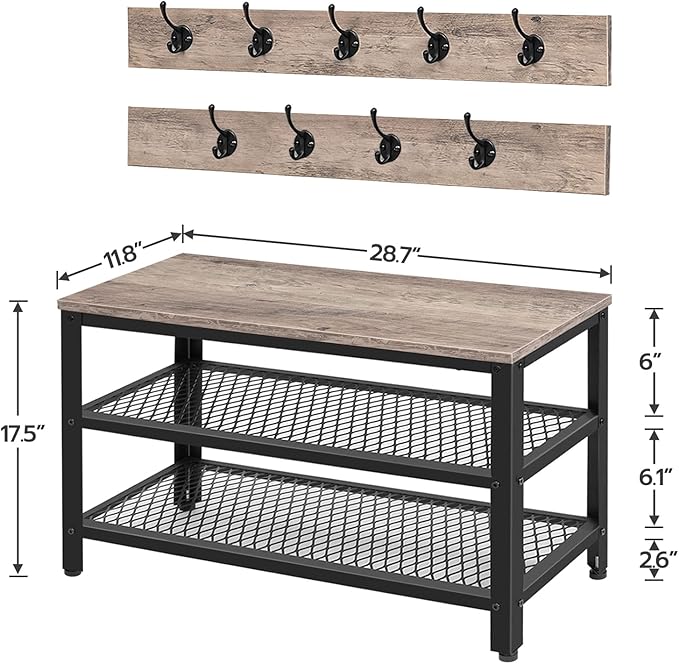 HOOBRO Hall Tree Entryway Storage Bench, Coat Rack Shoe Bench, Shoe Rack - Image 5