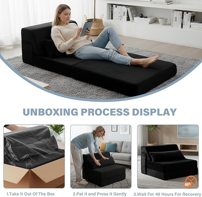 Tiita Convertible Folding Sofa Bed Single Size - Image 9