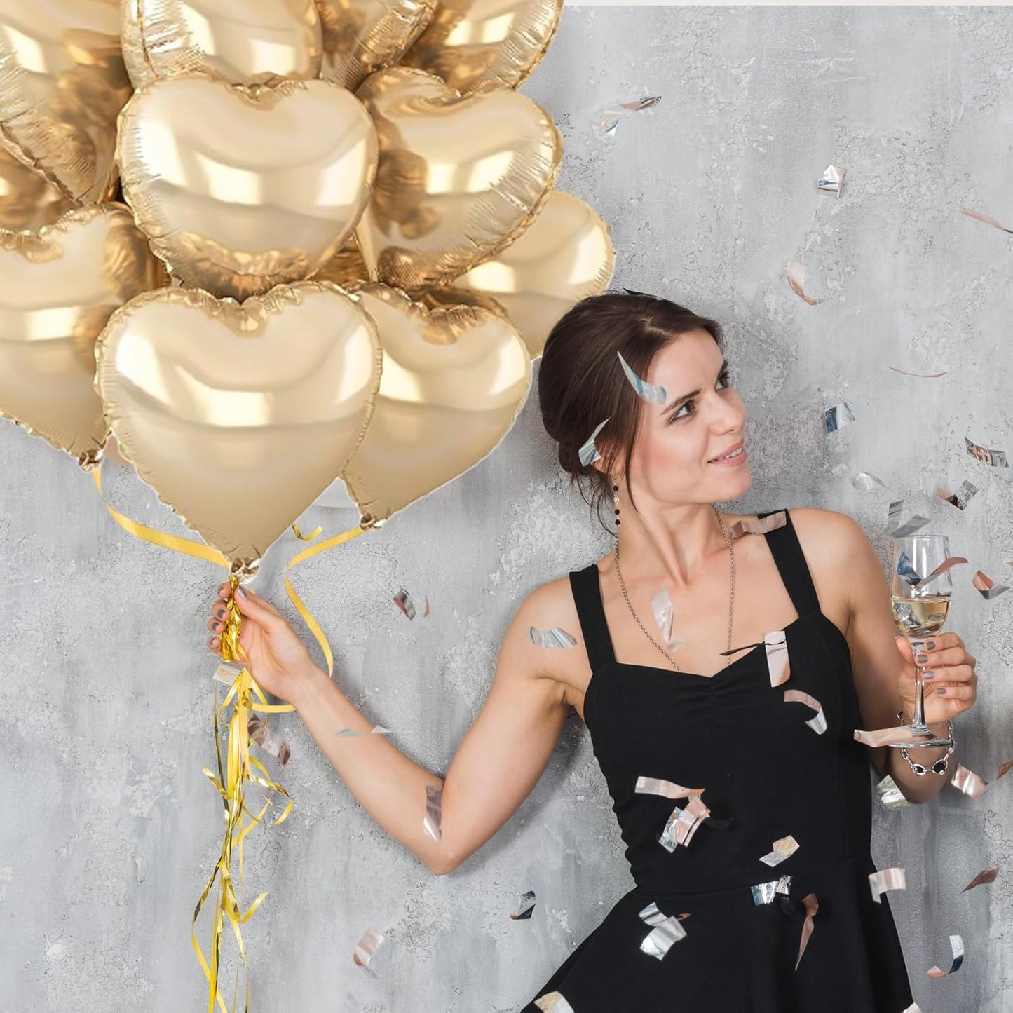 Champagne Gold Heart Balloons, 18 Inch Pastel Gold Heart Shaped Balloon, 12PCS Large Pastel Yellow Helium Foil Love Romantic Balloon for Marriage Wedding Bridal Engagement Party Anniversary Decoration