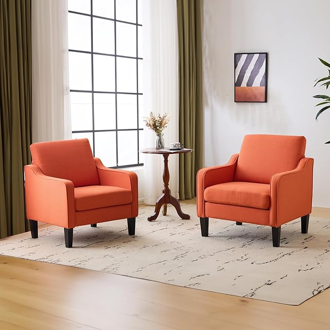 VINGLI Burnt Orange Mid Century Modern Accent Chair - Image 7