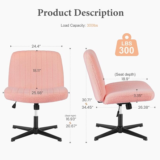OLIXIS Criss Cross Chairs Legged Armless No Wheels Wide Seat Height Adjustable - Image 2