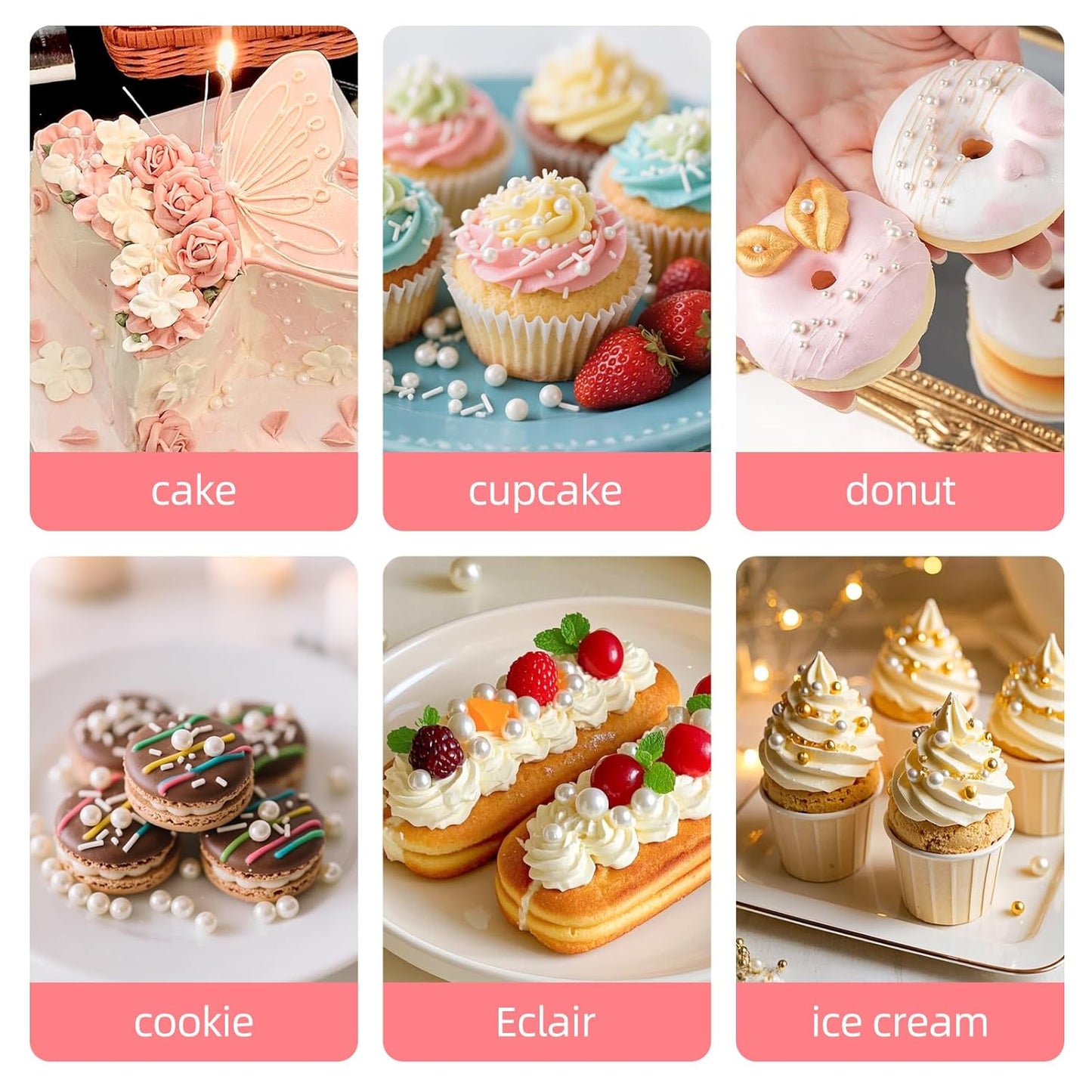 Edible White Sprinkles for Cake Decorating,Edible Pearl Jimmies Sugar Mix Size 130g/4.58oz,Baking Candy Decorations,Cupcake Toppers,Cookie Donuts Ice Cream Dessert Decorating,Wedding Birthday Party Valentines Christmas Supplies