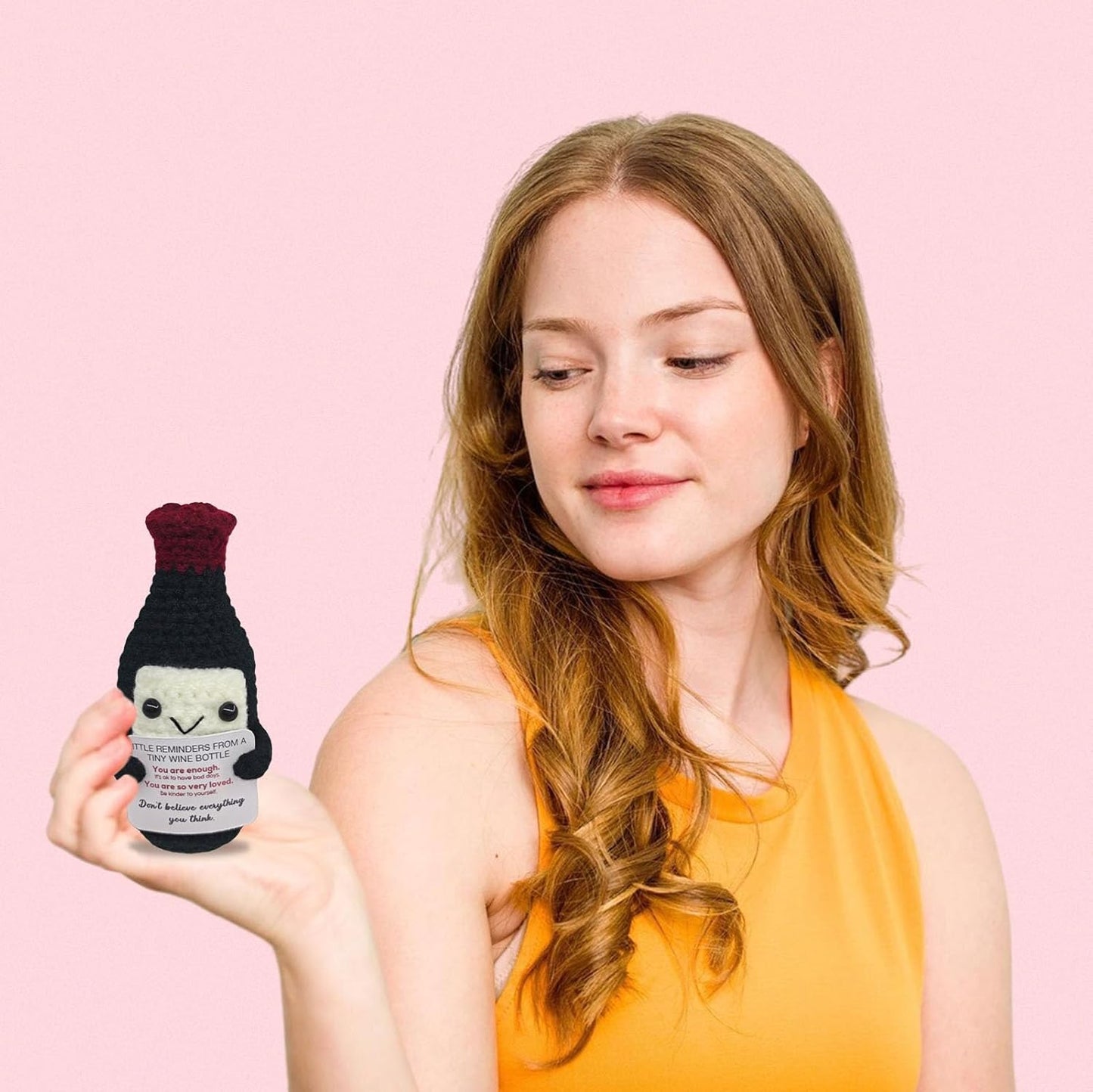 Handmade Mini Wine Crochet,Birthday Gift for Wine Lovers,Funny Emotional Support Crochet Vintage,Home Bar Happy Hour Accessories for Men Women Drinkers,Housewarming Gifts Fashion Decoration