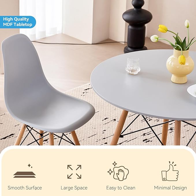 5-Piece Round Dining Table Set, Small 35.5" Kitchen Table Chairs Set of 4 Space - Image 3
