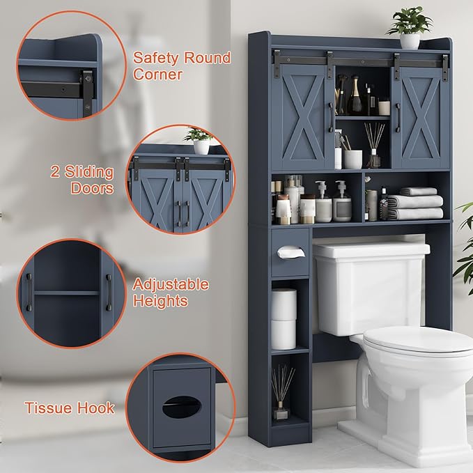 Vabches Over The Toilet Storage Cabinet, Farmhouse Storage Cabinet Over Toilet - Image 3