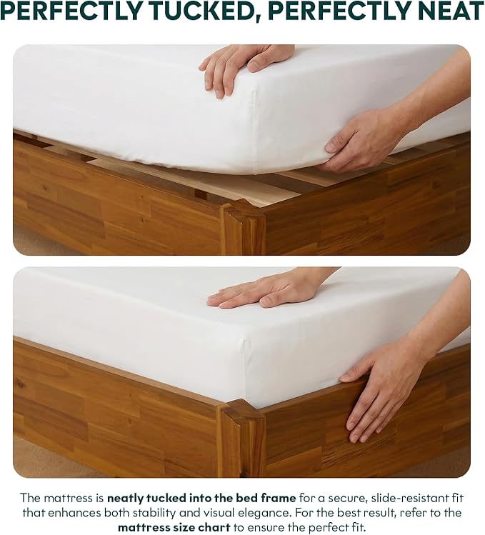 Bme Dinkee Wooden Queen Bed Frame, 15 Inch Height, Elegant Minimalist Modern - Image 9