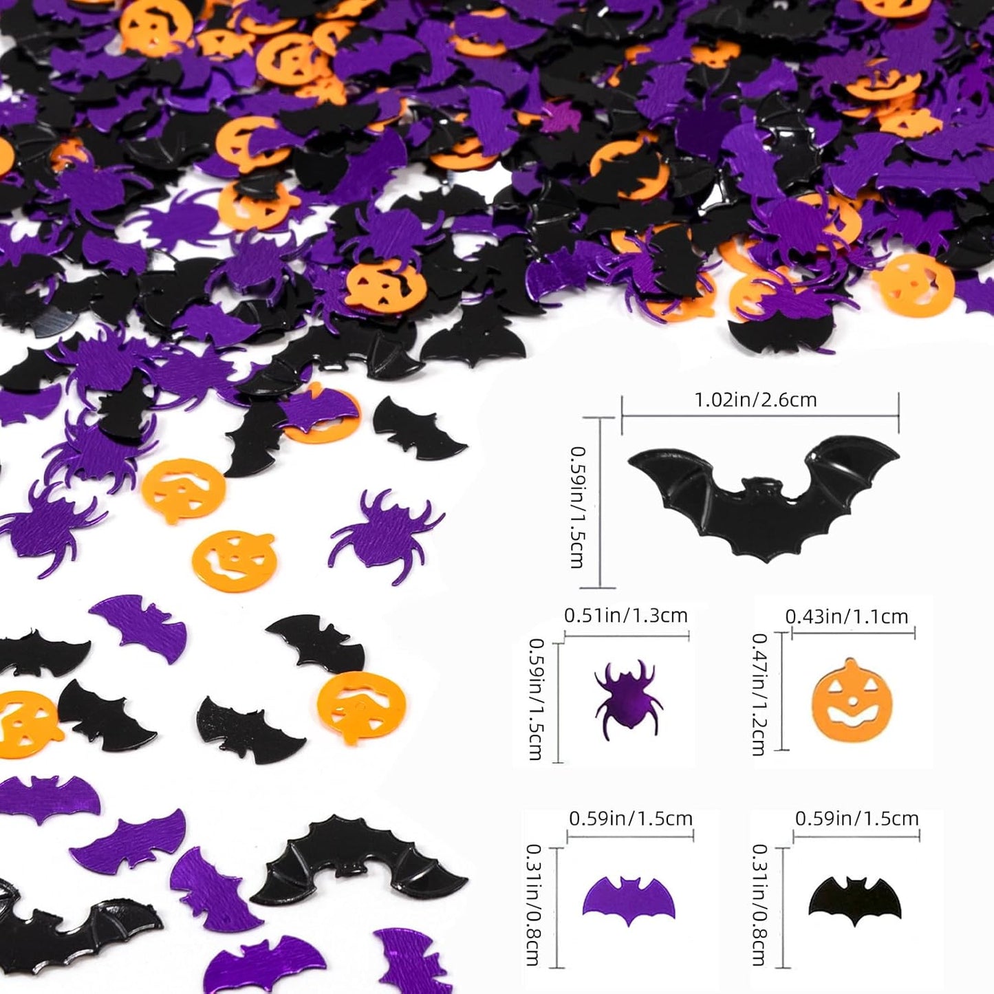 Halloween Party Table Scatter Confetti, 3000 Pcs Pumpkin Spider Bat Foil Metallic Confetti for Halloween Party Table Decorations
