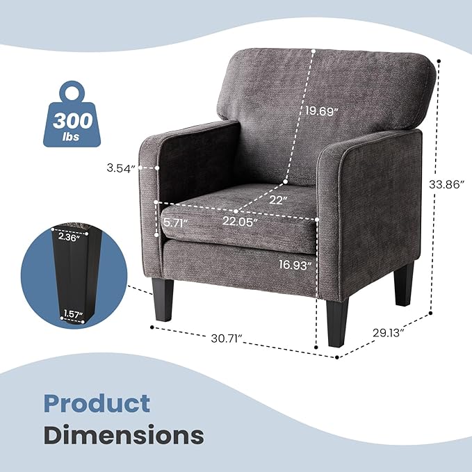 DUMOS Dark Grey Modern Accent Chairs - Image 2