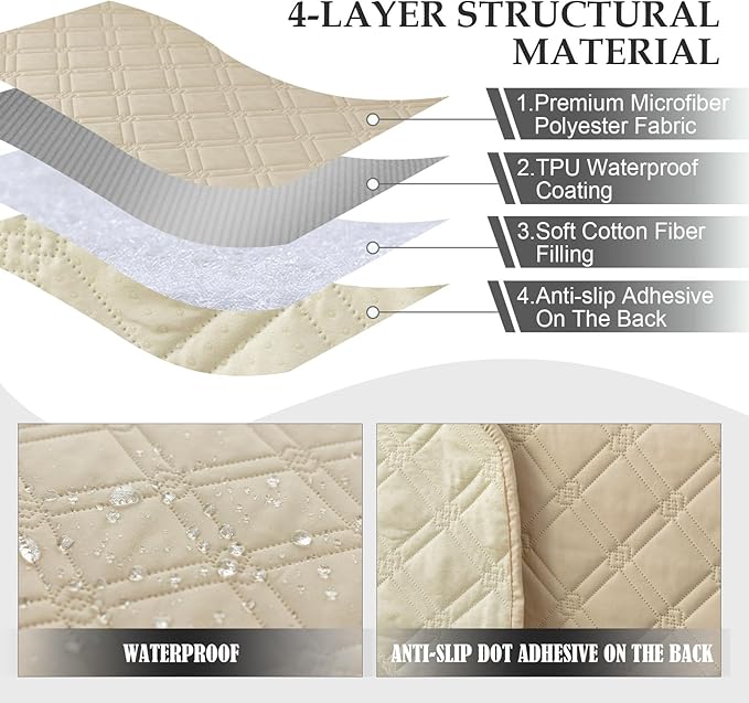 Genina L Shape Couch Cover, Sectional Couch Chaise Covers, Waterproof Washable - Image 4