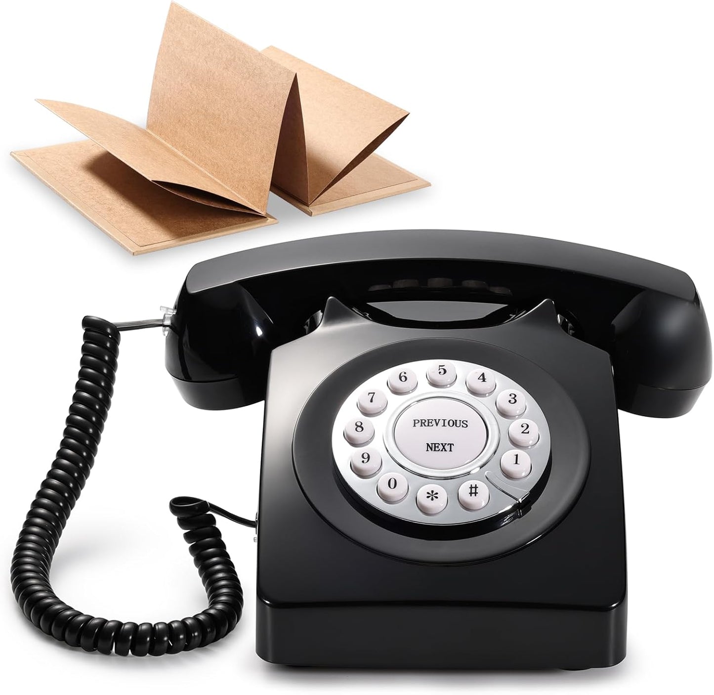 Guest Book Audio Wedding Phone,Record Voice Messages,Retro Guest Book for Wedding or Birthday Party Message Voicemail,Save The Blessings of Your Relatives and Friends（Black）