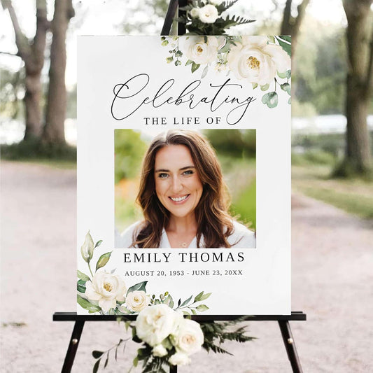 Personalized Funeral Welcome Signs, Celebration Of Life Yard Sign, Celebration Of Life Decoration, Custom Memorial Signs, Minimalist Celebrate of Lifes Sign With Photo, Memory Signage For Funerals #7