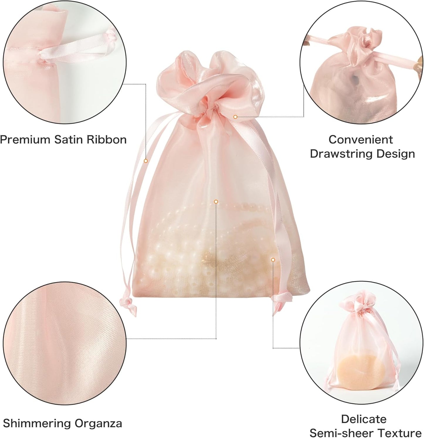 QIANF 20 Pcs Pink Small Organza Bags 3X4 inch for Wedding Favors with Drawstring, Mini Mesh Gift Bags Jewelry Pouch for Candy Bridal Shower Party Favor Baby Shower Christmas